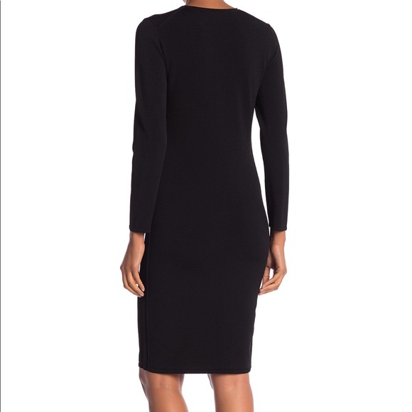 NWT VINCE black stretchy midi bodycon knit dress - Picture 3 of 7